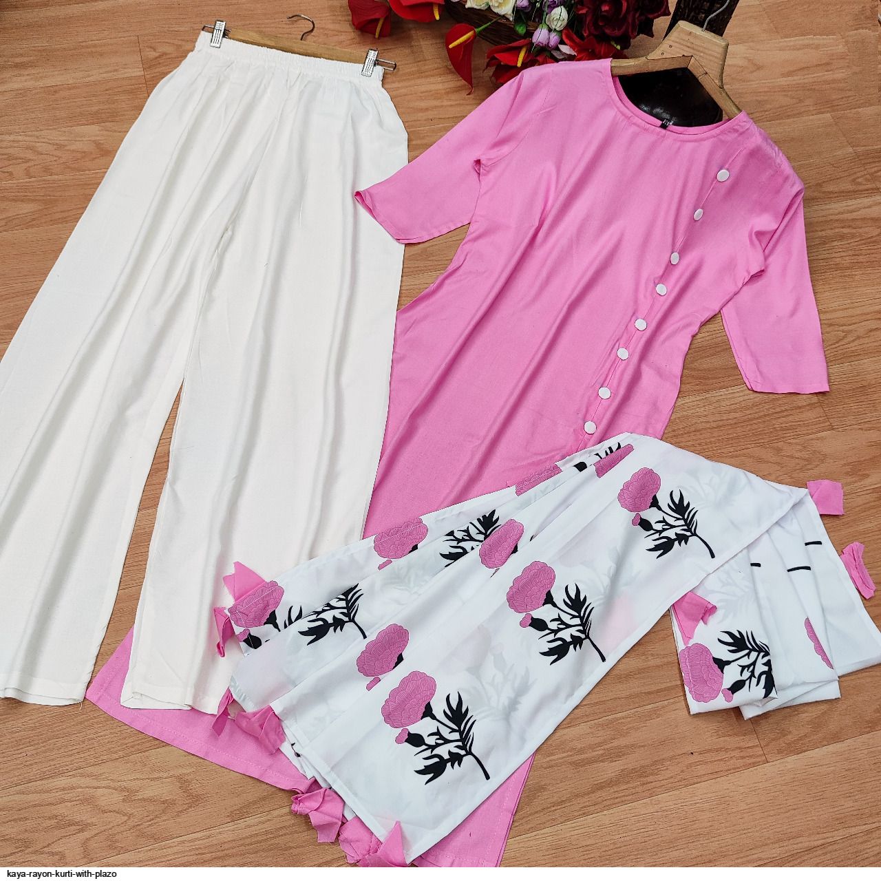 KAYA RAYON KURTI WITH PLAZO KURTI WITH PALAZOO B
