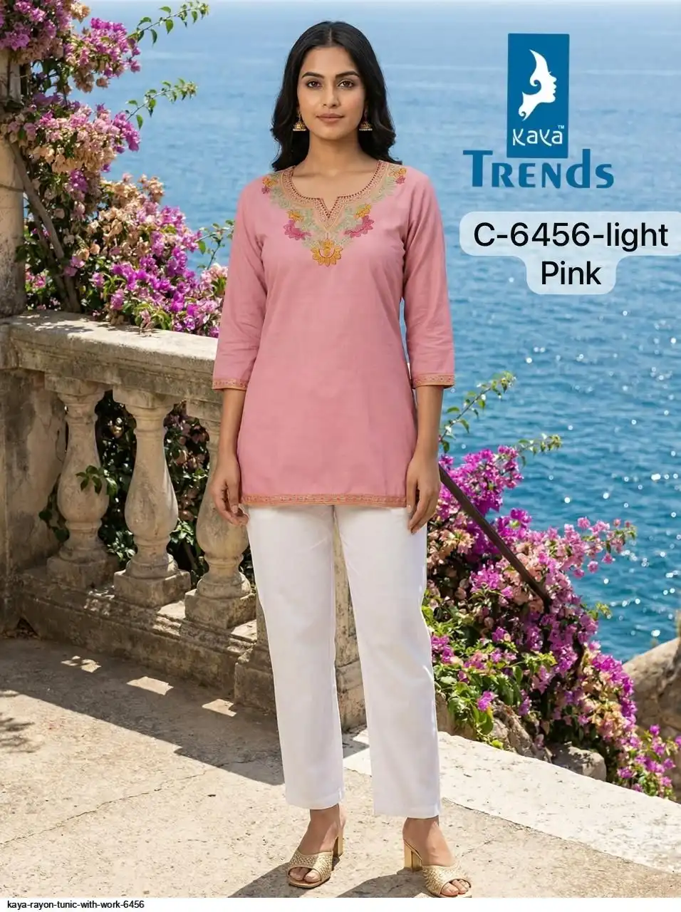 KAYA RAYON TUNIC WITH WORK 6456 D