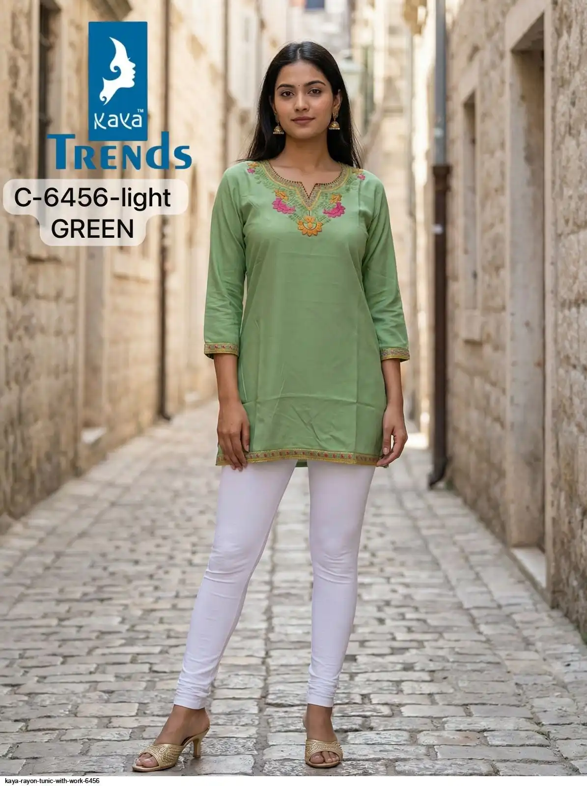 KAYA RAYON TUNIC WITH WORK 6456 E