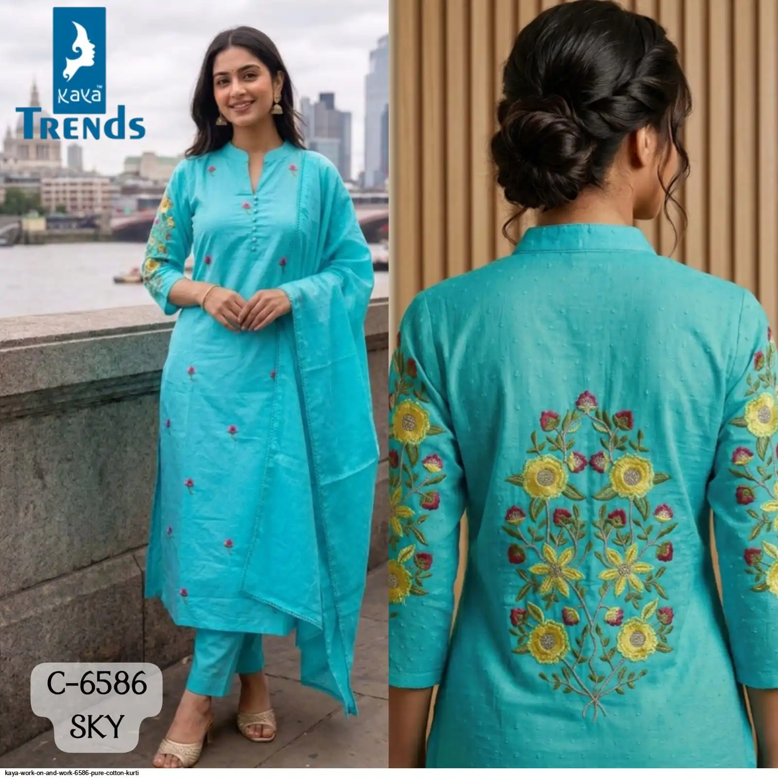 KAYA WORK ON AND WORK 6586 PURE COTTON KURTI 2