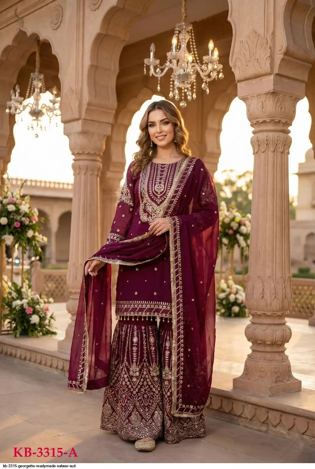 KB 3315 GEORGETTE READYMADE SHARARA SUIT A