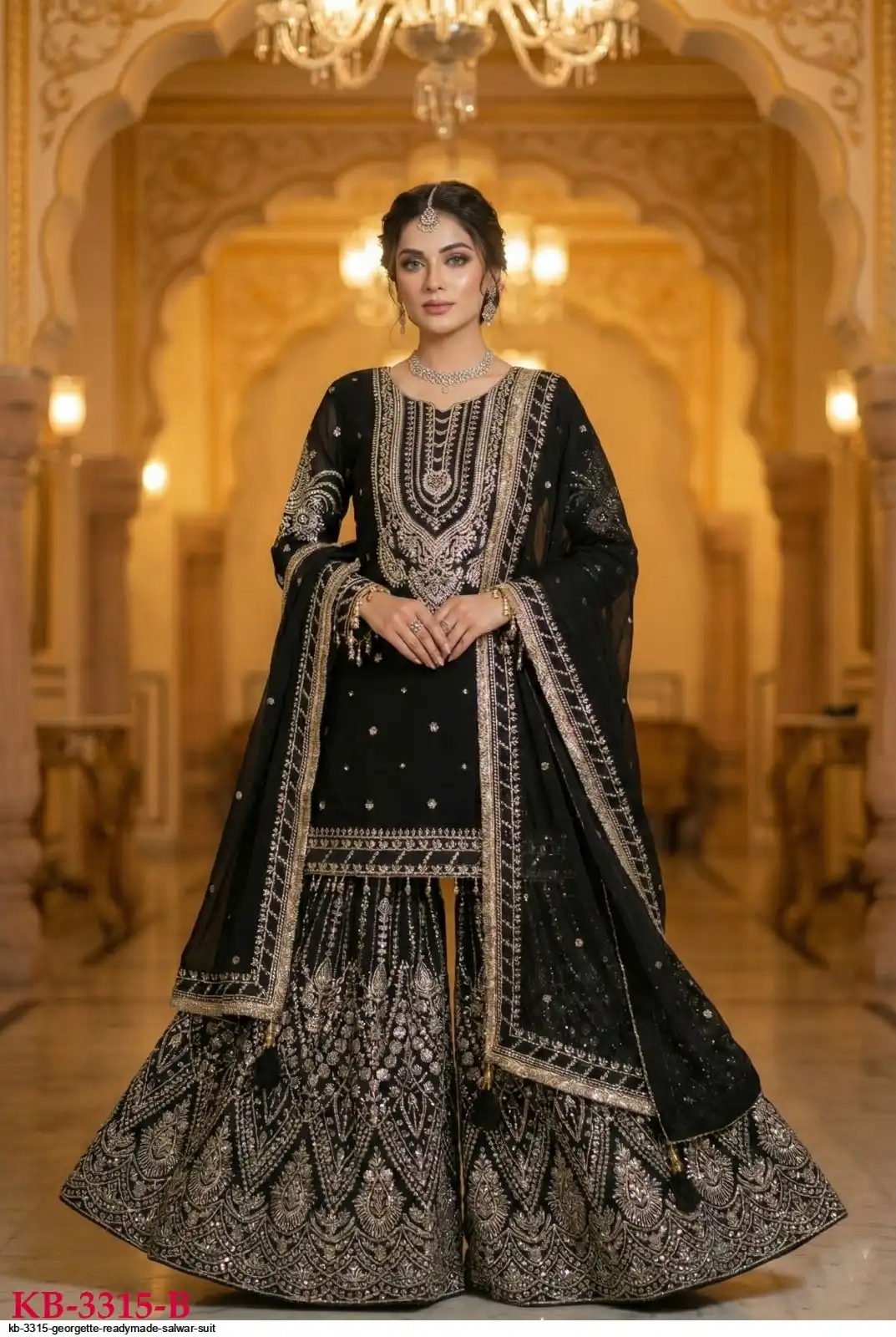 KB 3315 GEORGETTE READYMADE SHARARA SUIT B