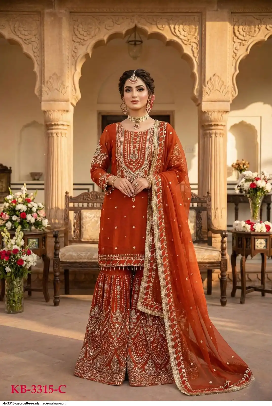 KB 3315 GEORGETTE READYMADE SHARARA SUIT C