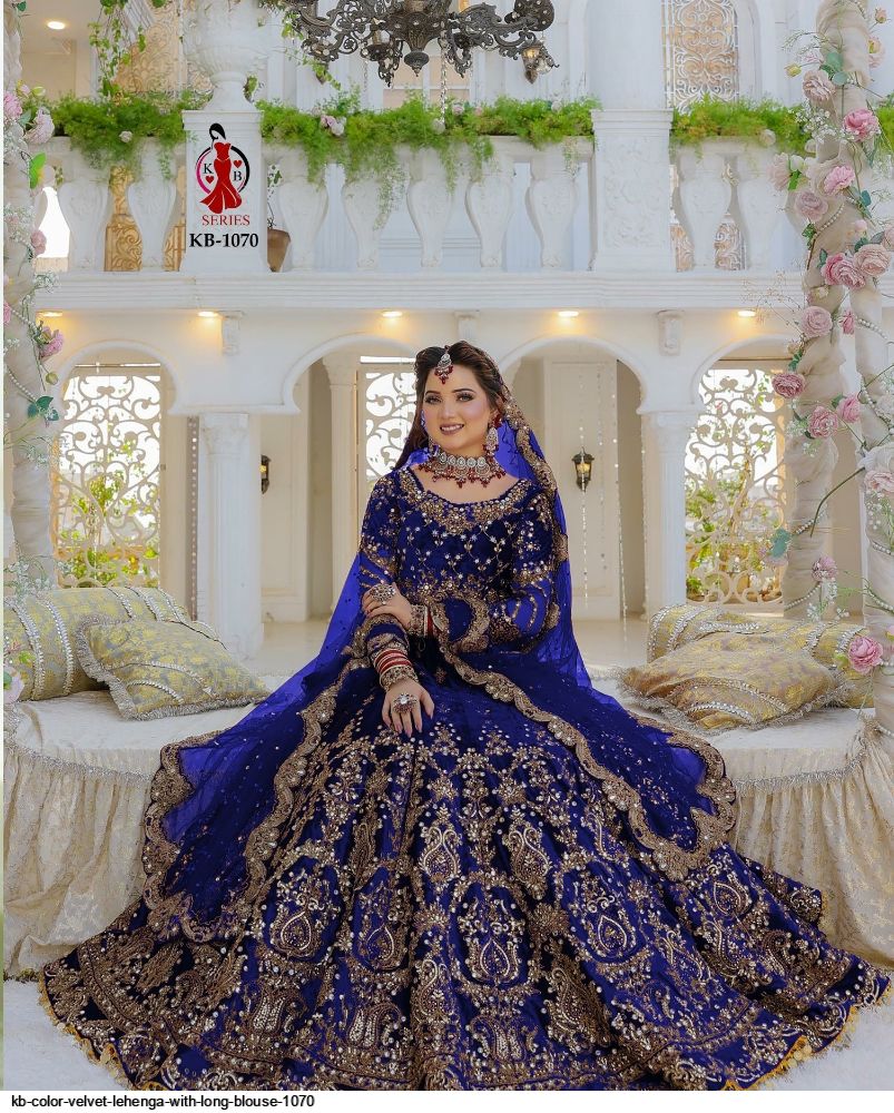 30 Bridal Lehengas with Long Blouse that are Every Bit Stunning! | Velvet  dress designs, Indian wedding outfits, Lehenga designs