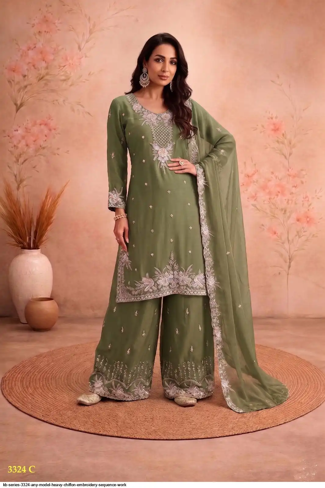 KB SERIES 3324 ANY MODEL HEAVY CHIFFON EMBROIDERY SEQUENCE WORK 2