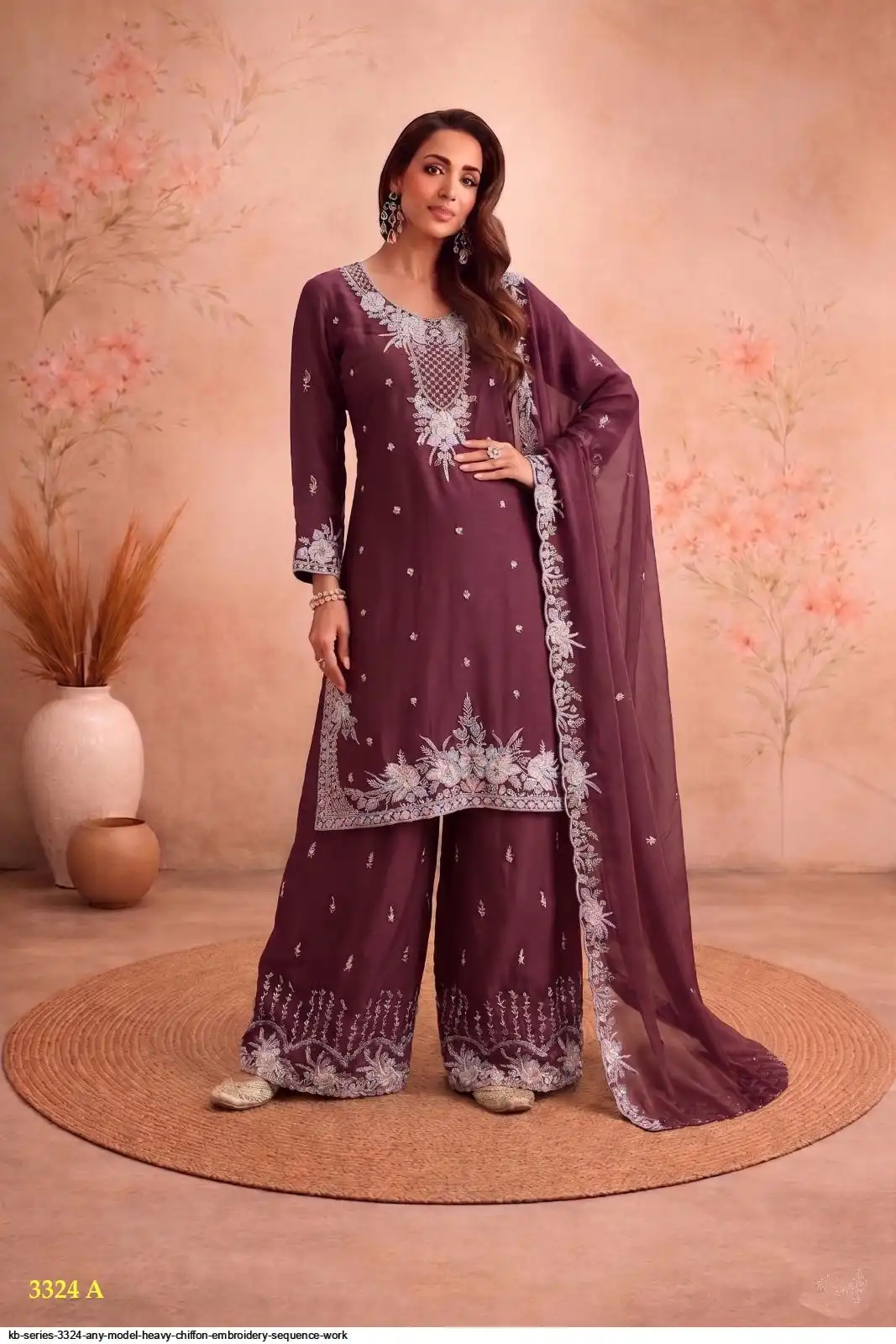 KB SERIES 3324 ANY MODEL HEAVY CHIFFON EMBROIDERY SEQUENCE WORK 4