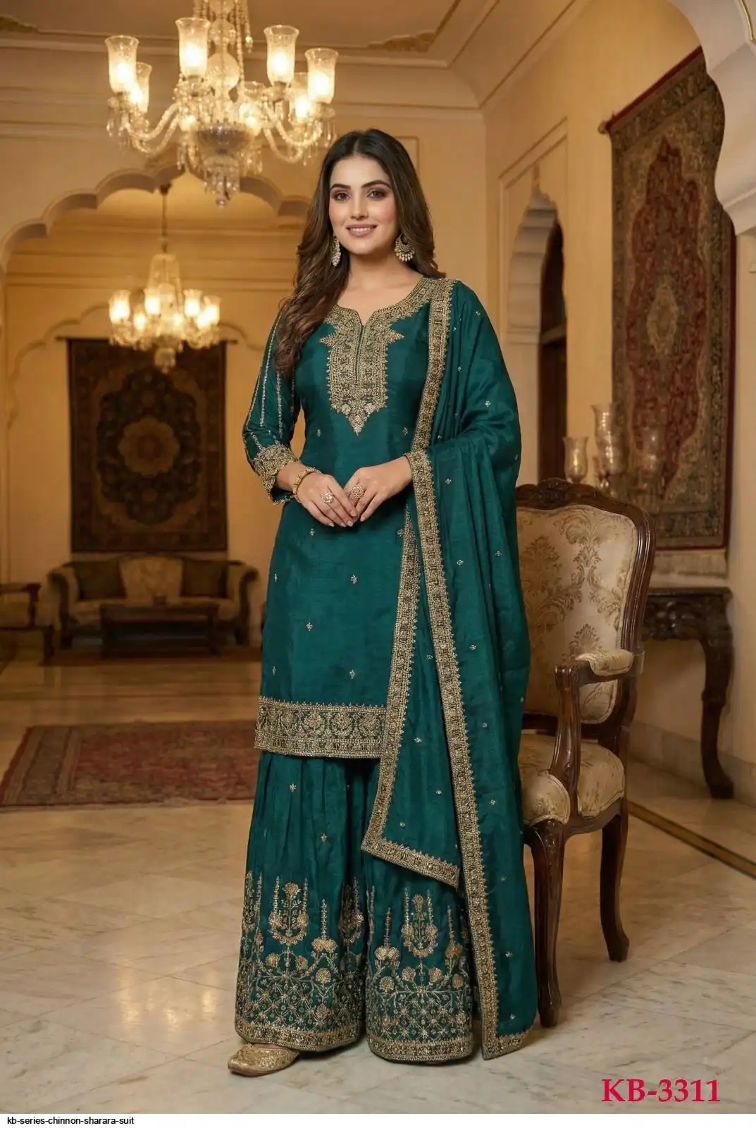 KB SERIES CHINNON SHARARA SUIT 3311