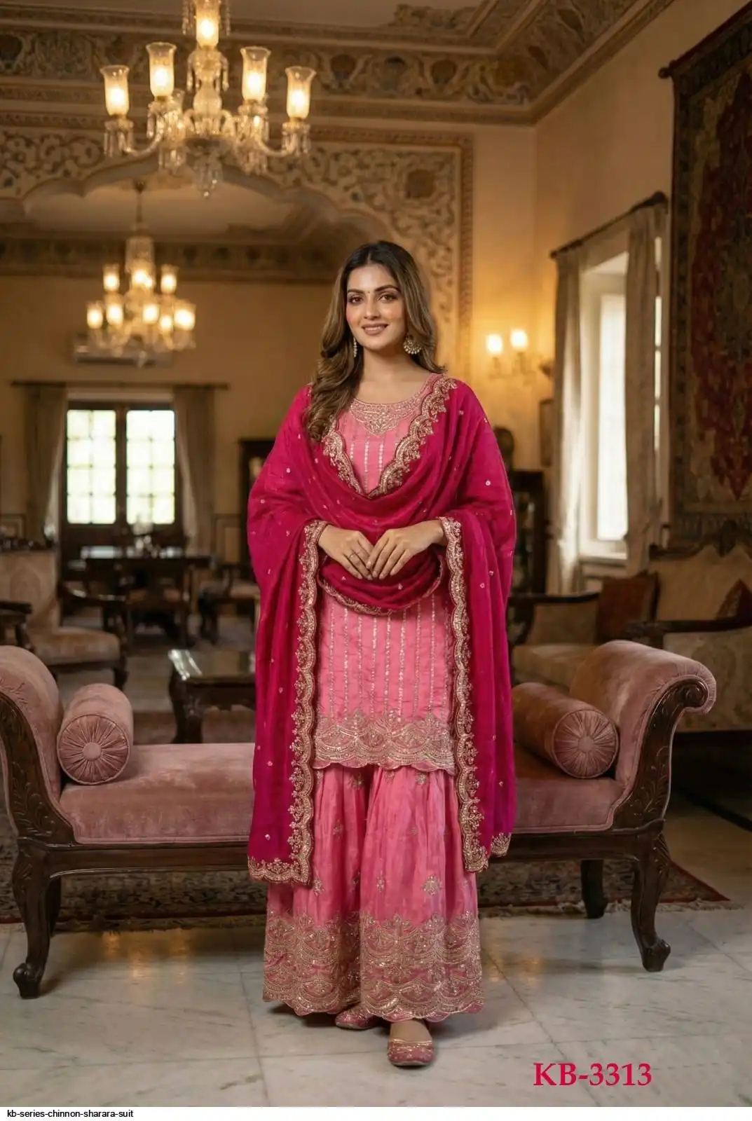 KB SERIES CHINNON SHARARA SUIT 3313