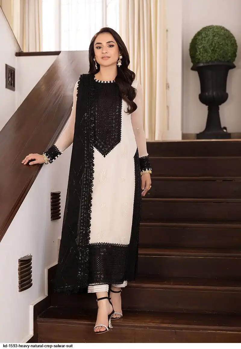 KD 1593 HEAVY NATURAL CREP SALWAR SUIT B