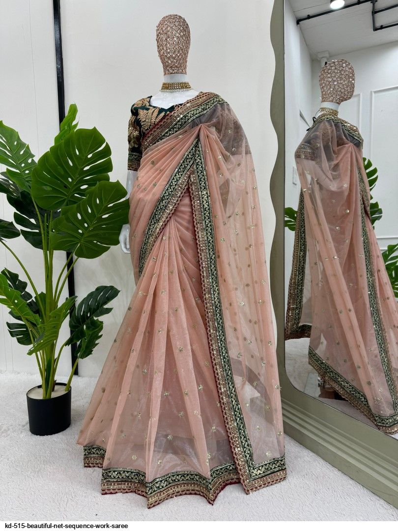 KD 515 BEAUTIFUL NET SEQUENCE WORK SAREE