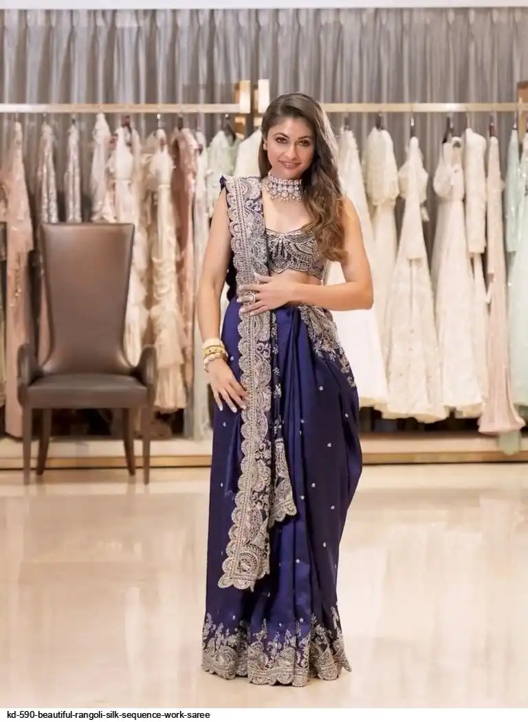 KD-590 beautiful Rangoli Silk Sequence work SAREE