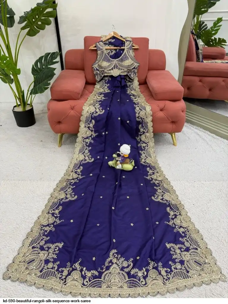 KD-590 beautiful Rangoli Silk Sequence work SAREE
