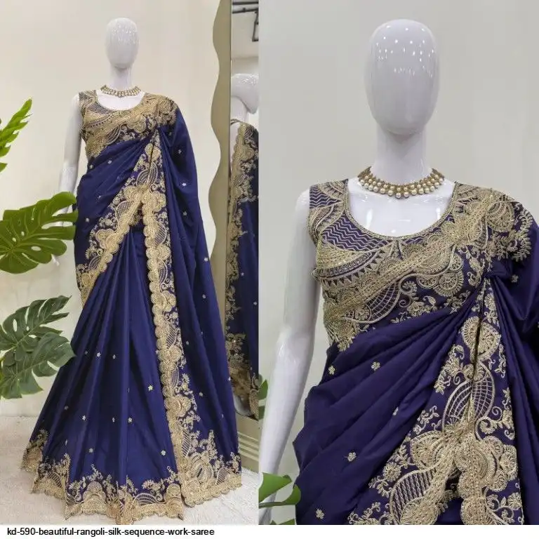 KD-590 beautiful Rangoli Silk Sequence work SAREE
