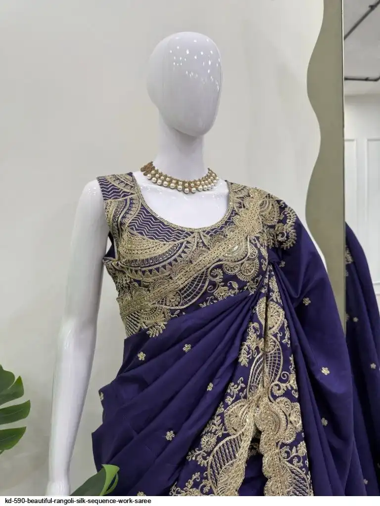 KD-590 beautiful Rangoli Silk Sequence work SAREE