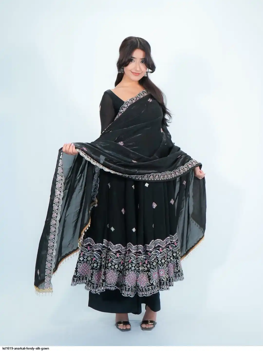 KD1619 ANARKALI FENDY SILK GOWN 1