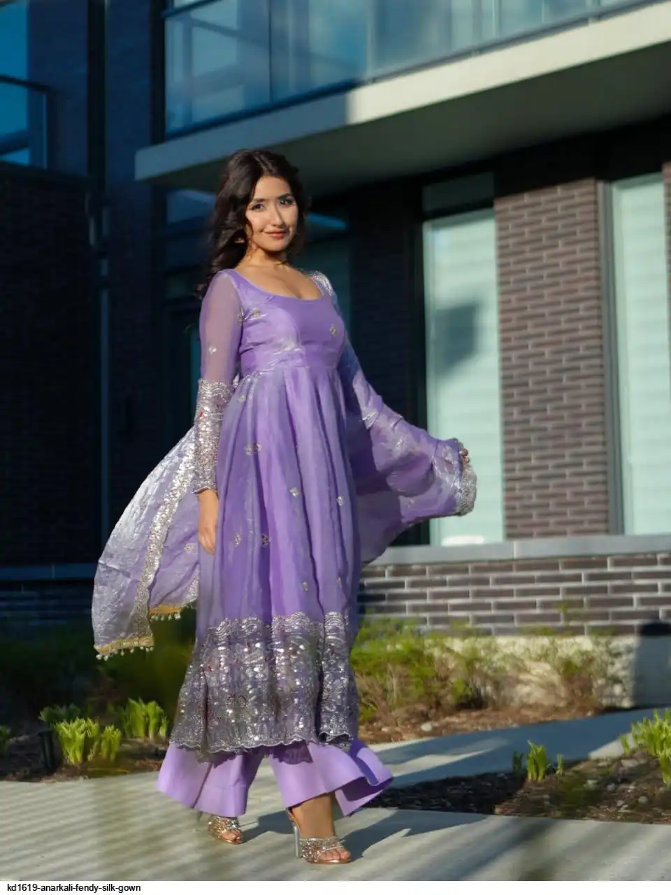 KD1619 ANARKALI FENDY SILK GOWN 2