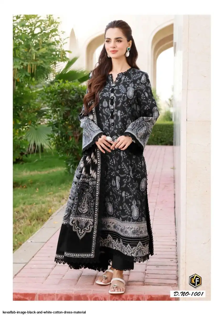 black cotton dress material Black Printed Cotton Blend Dress Material