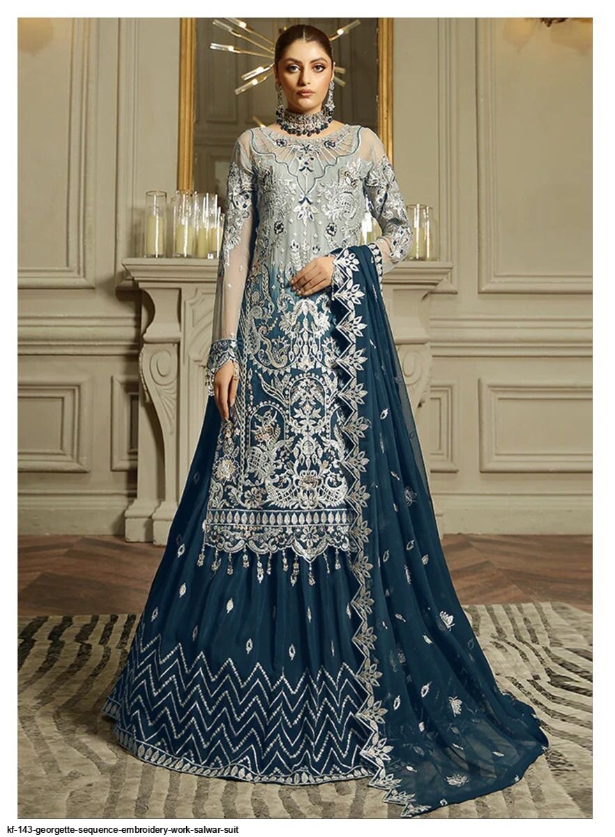 KF 143 GEORGETTE SEQUENCE EMBROIDERY WORK SALWAR SUIT