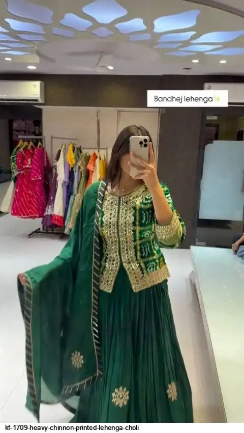 KF 1709 HEAVY CHINNON PRINTED LEHENGA CHOLI B