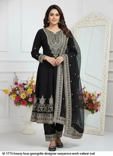 KF 1715 HEAVY FAUX GEORGETTE DESIGNER SEQUENCE WORK SALWAR SUIT B