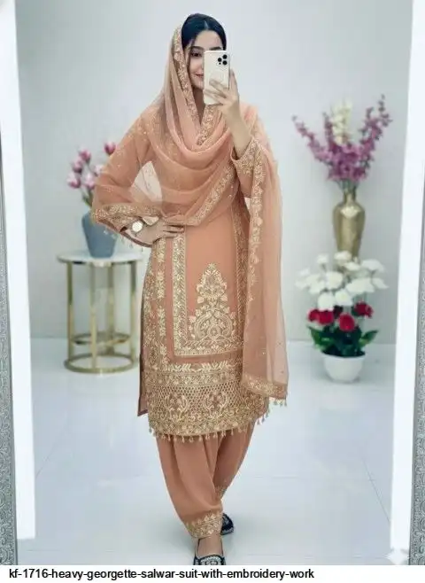 KF 1716 HEAVY GEORGETTE SALWAR SUIT WITH EMBROIDERY WORK B