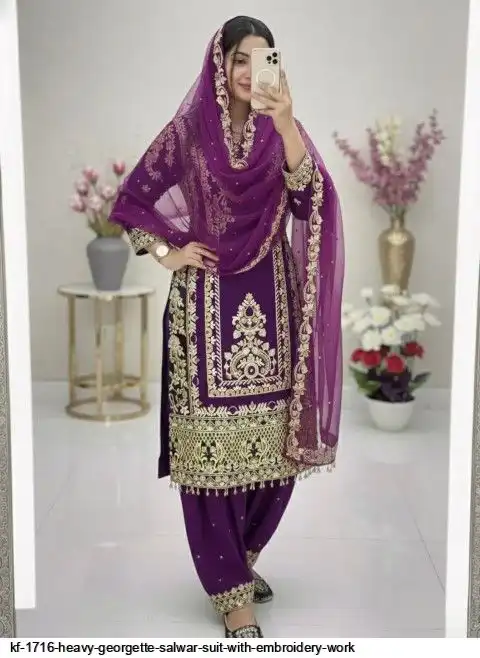 KF 1716 HEAVY GEORGETTE SALWAR SUIT WITH EMBROIDERY WORK C