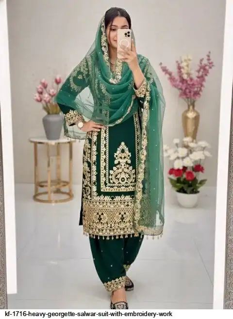 KF 1716 HEAVY GEORGETTE SALWAR SUIT WITH EMBROIDERY WORK A