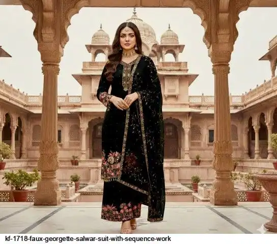 KF 1718 FAUX GEORGETTE SALWAR SUIT WITH SEQUENCE WORK B