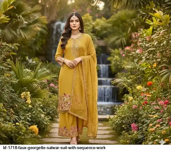 KF 1718 FAUX GEORGETTE SALWAR SUIT WITH SEQUENCE WORK C