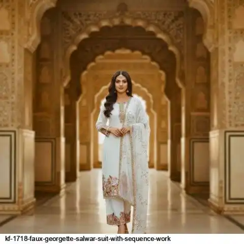 KF 1718 FAUX GEORGETTE SALWAR SUIT WITH SEQUENCE WORK A