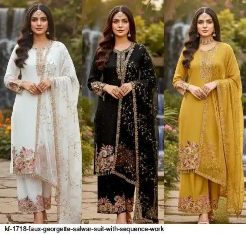 KF 1718 FAUX GEORGETTE SALWAR SUIT WITH SEQUENCE WORK