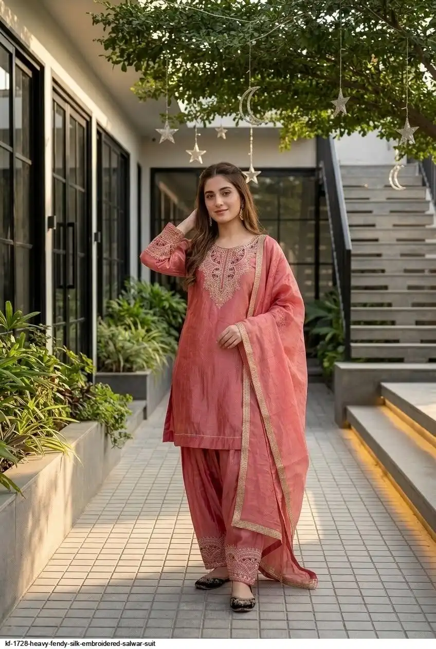KF 1728 HEAVY FENDY SILK EMBROIDERED SALWAR SUIT 2