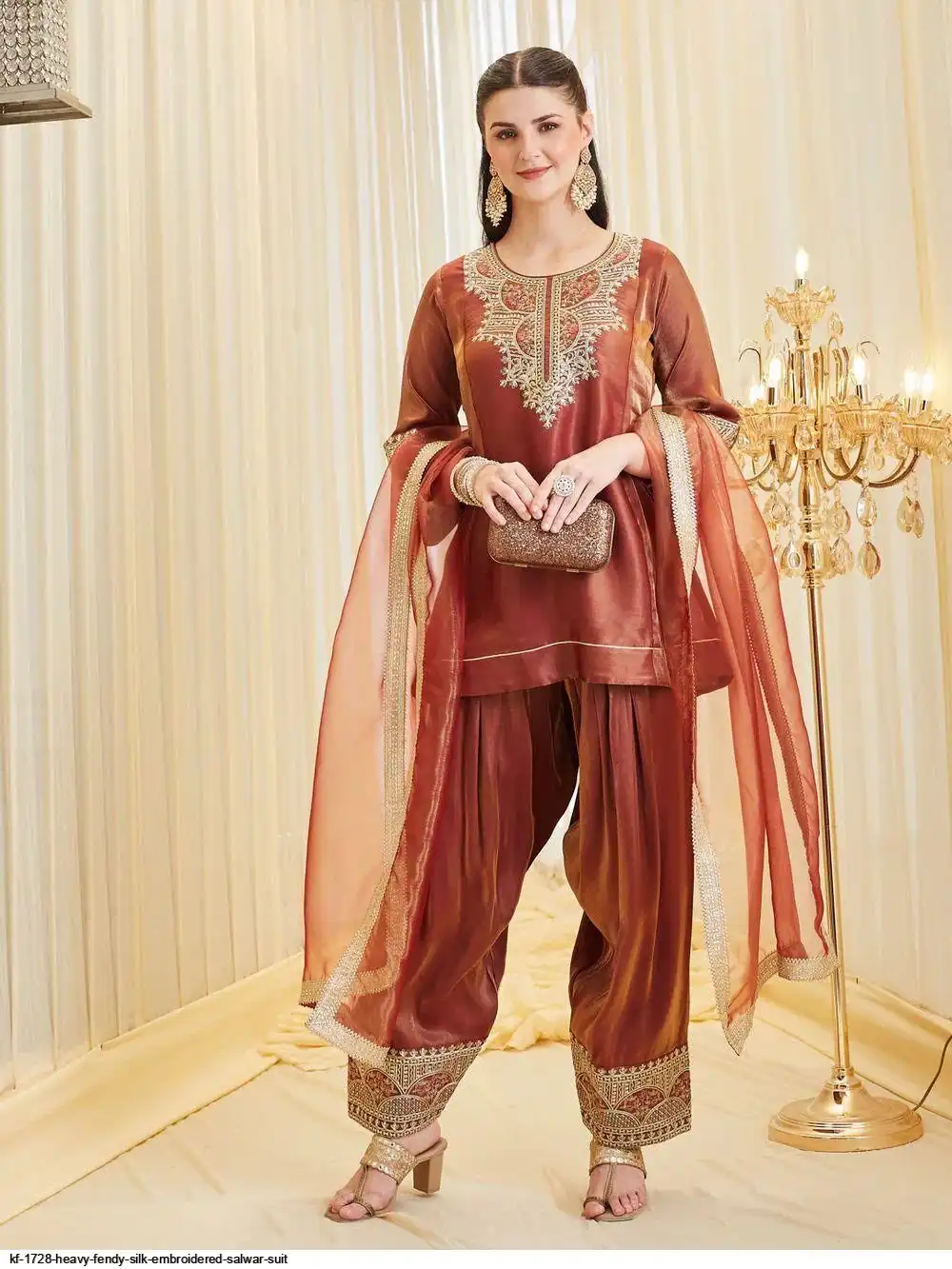 KF 1728 HEAVY FENDY SILK EMBROIDERED SALWAR SUIT 3