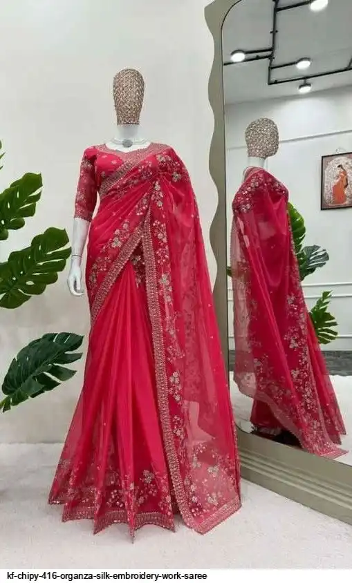 KF CHIPY 416 ORGANZA SILK EMBROIDERY WORK SAREE