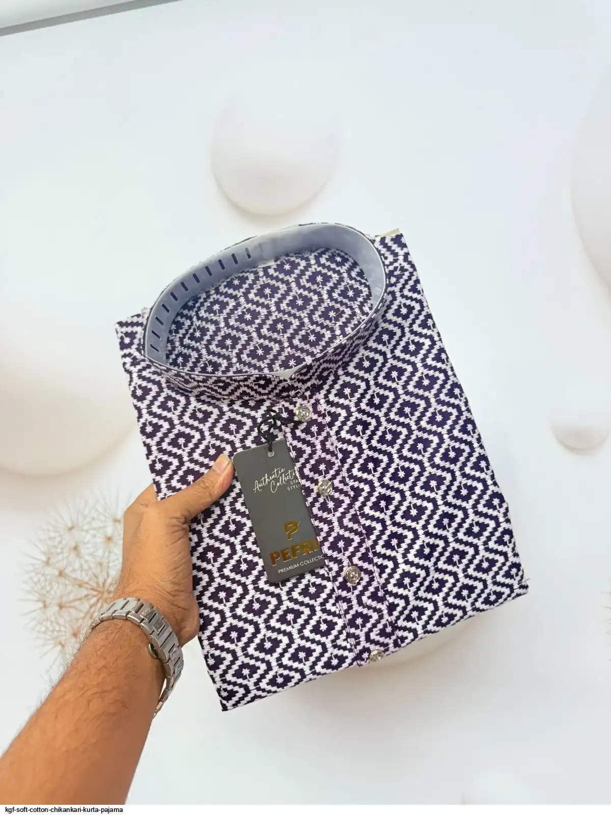 KGF SOFT COTTON CHIKANKARI KURTA PAJAMA E