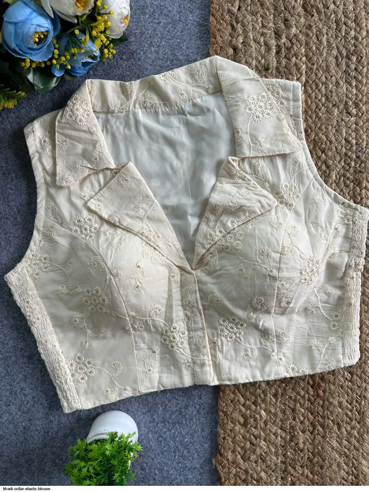 KHADI COLLAR ELASTIC BLOUSE E