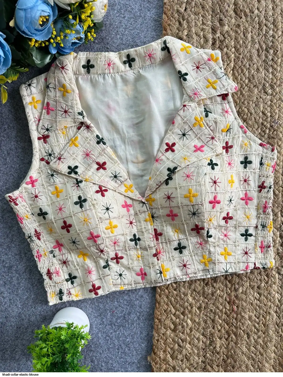 KHADI COLLAR ELASTIC BLOUSE F