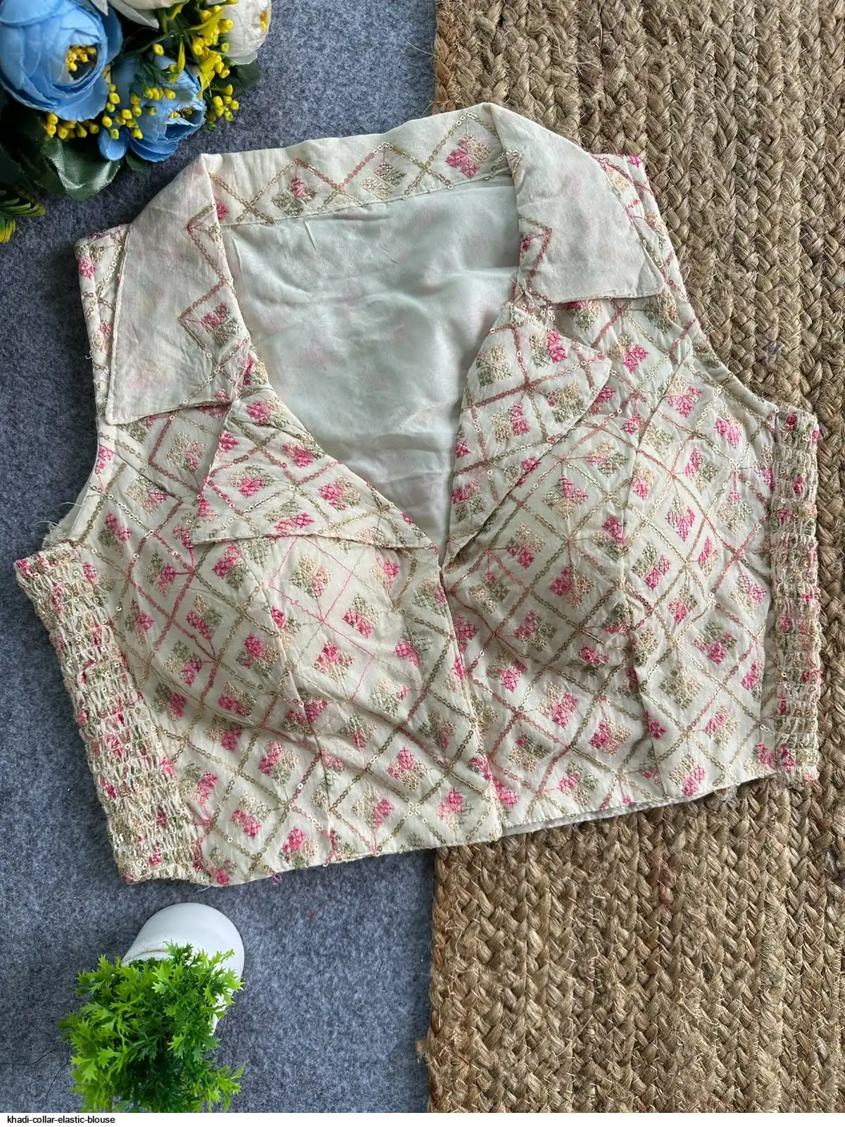 KHADI COLLAR ELASTIC BLOUSE H