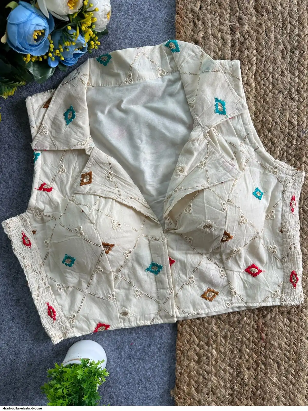 KHADI COLLAR ELASTIC BLOUSE J