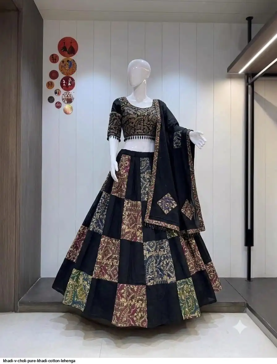 KHADI V CHOLI PURE KHADI COTTON LEHENGA 2