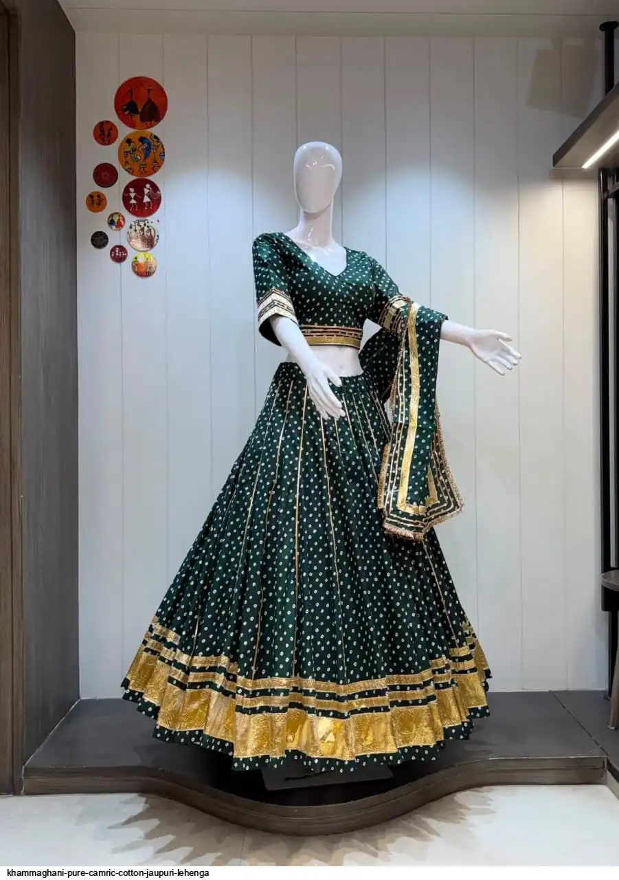 KHAMMAGHANI PURE CAMRIC COTTON JAUPURI LEHENGA 2
