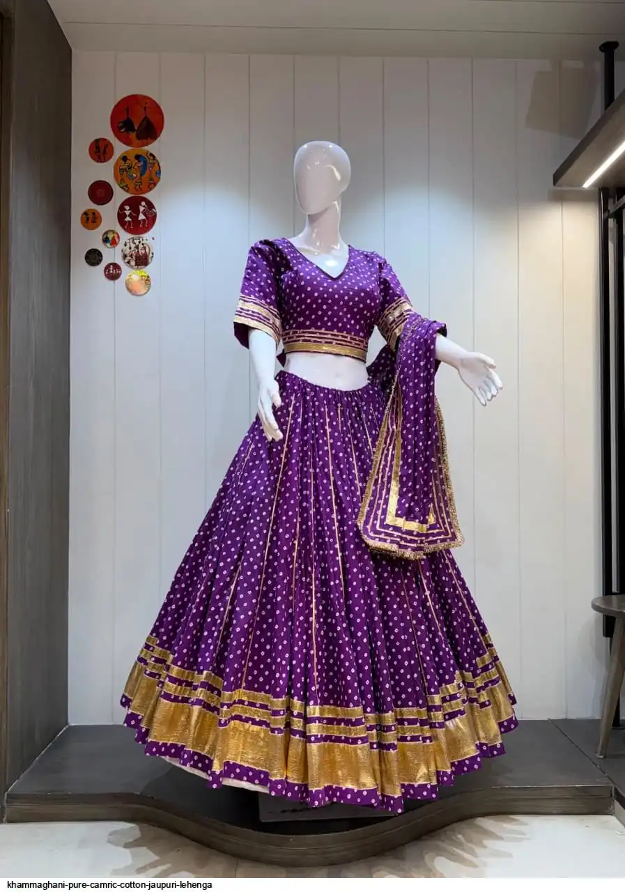 KHAMMAGHANI PURE CAMRIC COTTON JAUPURI LEHENGA 3