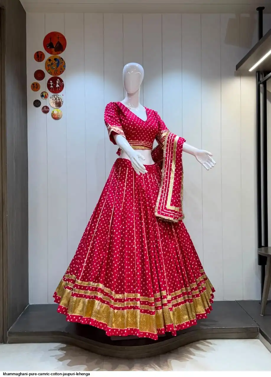 KHAMMAGHANI PURE CAMRIC COTTON JAUPURI LEHENGA 1