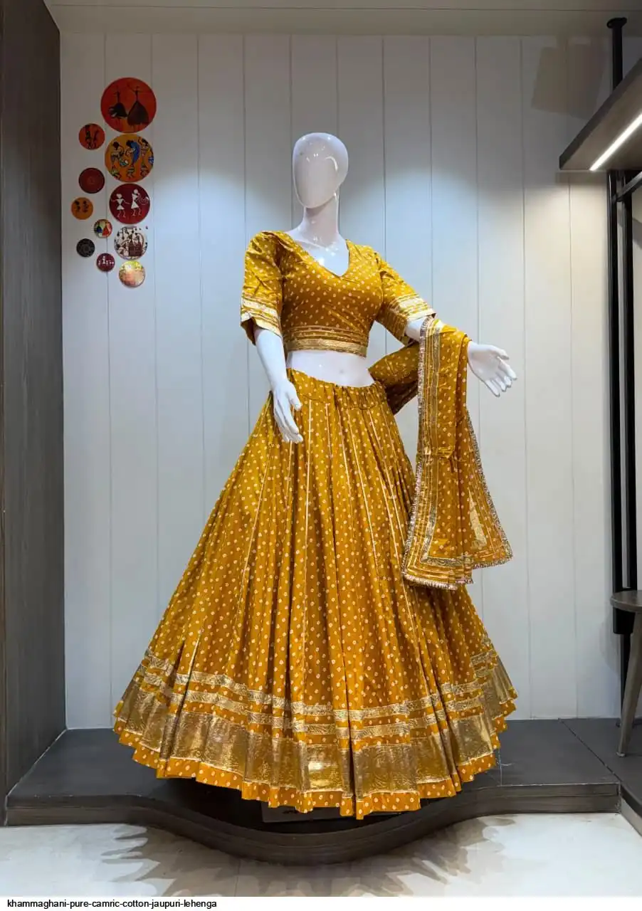 KHAMMAGHANI PURE CAMRIC COTTON JAUPURI LEHENGA 5