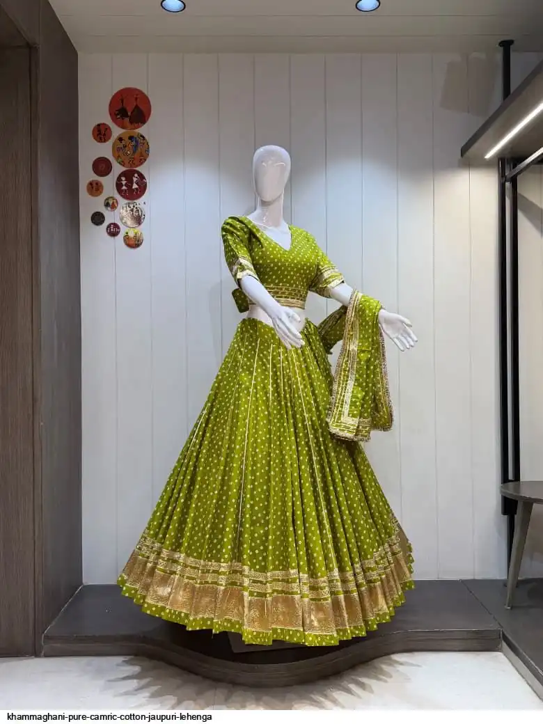 KHAMMAGHANI PURE CAMRIC COTTON JAUPURI LEHENGA 8