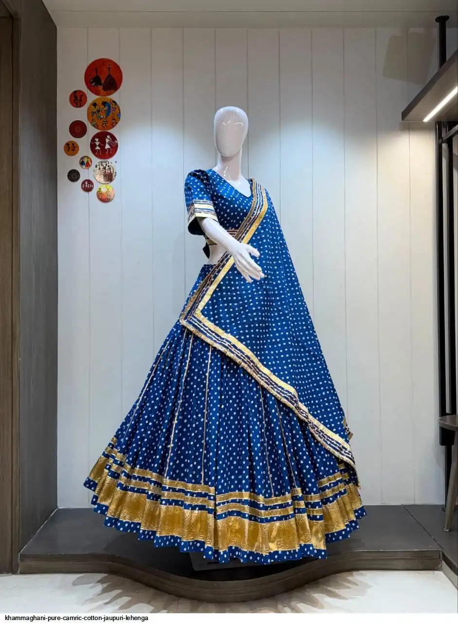 KHAMMAGHANI PURE CAMRIC COTTON JAUPURI LEHENGA 7