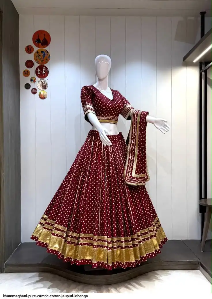 KHAMMAGHANI PURE CAMRIC COTTON JAUPURI LEHENGA 6