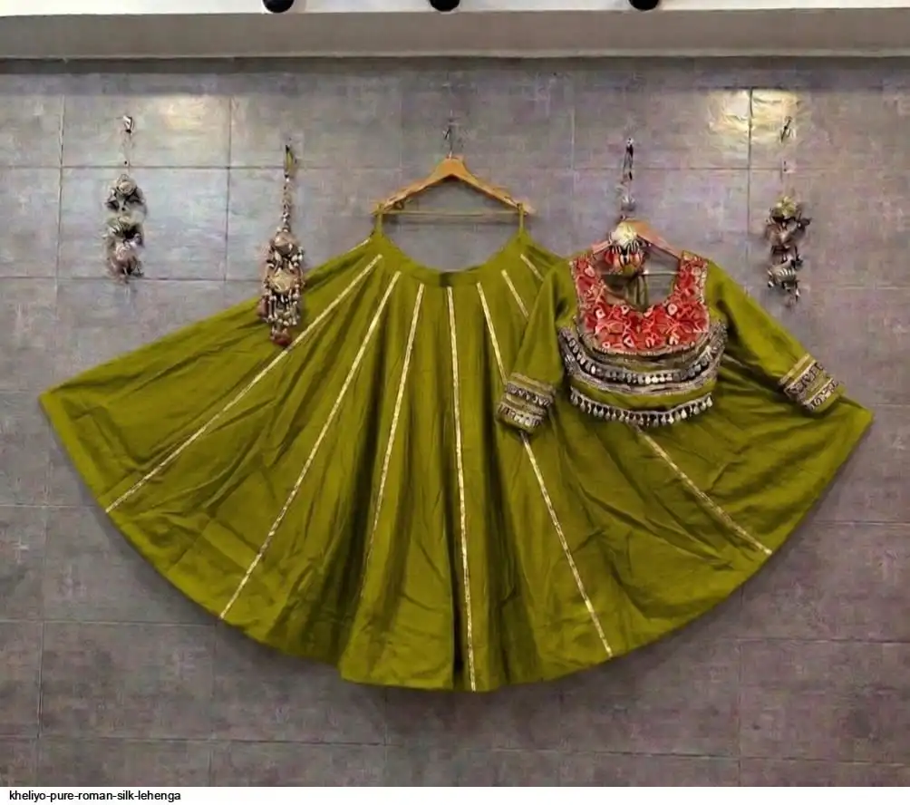 KHELIYO PURE ROMAN SILK LEHENGA 4