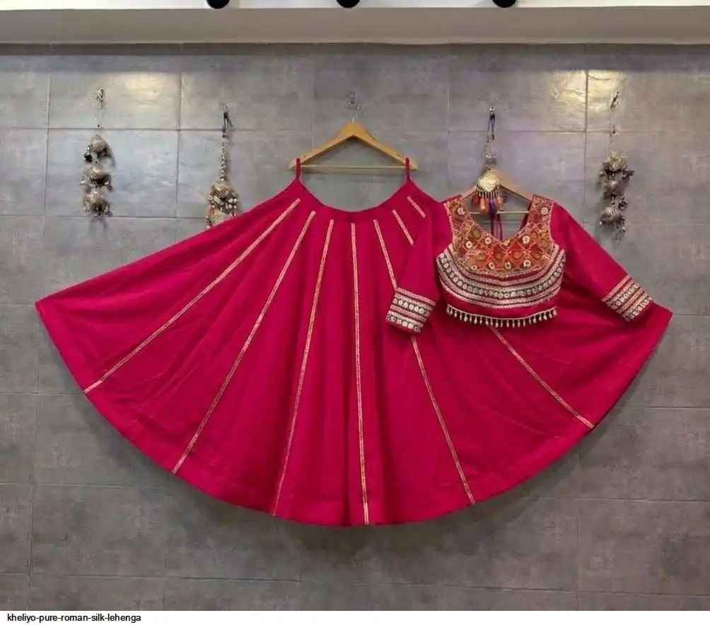 KHELIYO PURE ROMAN SILK LEHENGA 5
