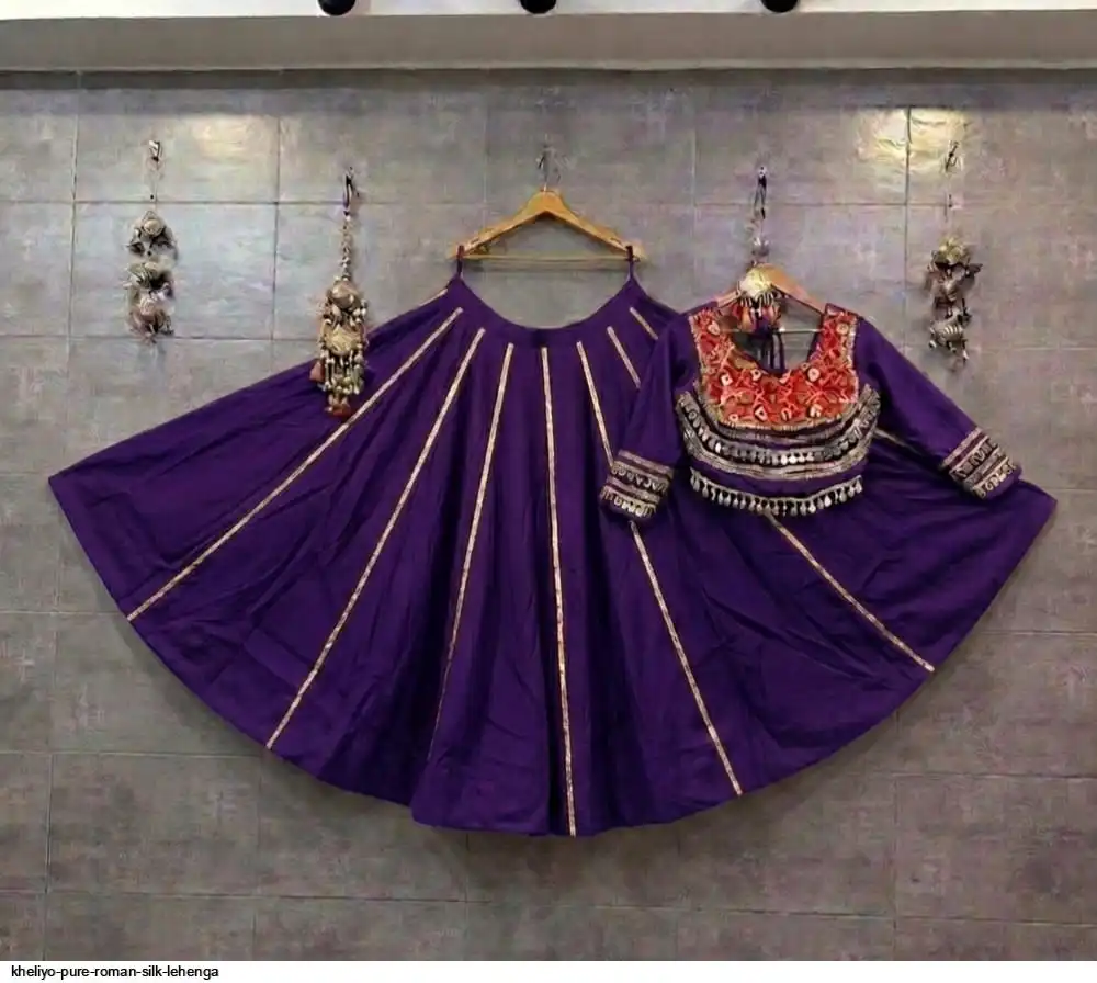 KHELIYO PURE ROMAN SILK LEHENGA 8
